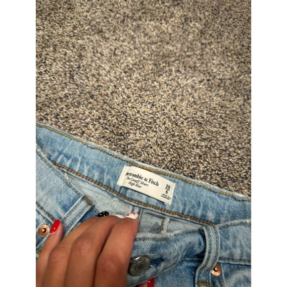 abercrombie and fitch the cutoff short high rise Blue Sz 28 EUC - Picture 5 of 6